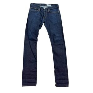 Gustin Jeans Mens 31 Blue Selvedge Denim Button Fly Slim Jeans Actual 30X34